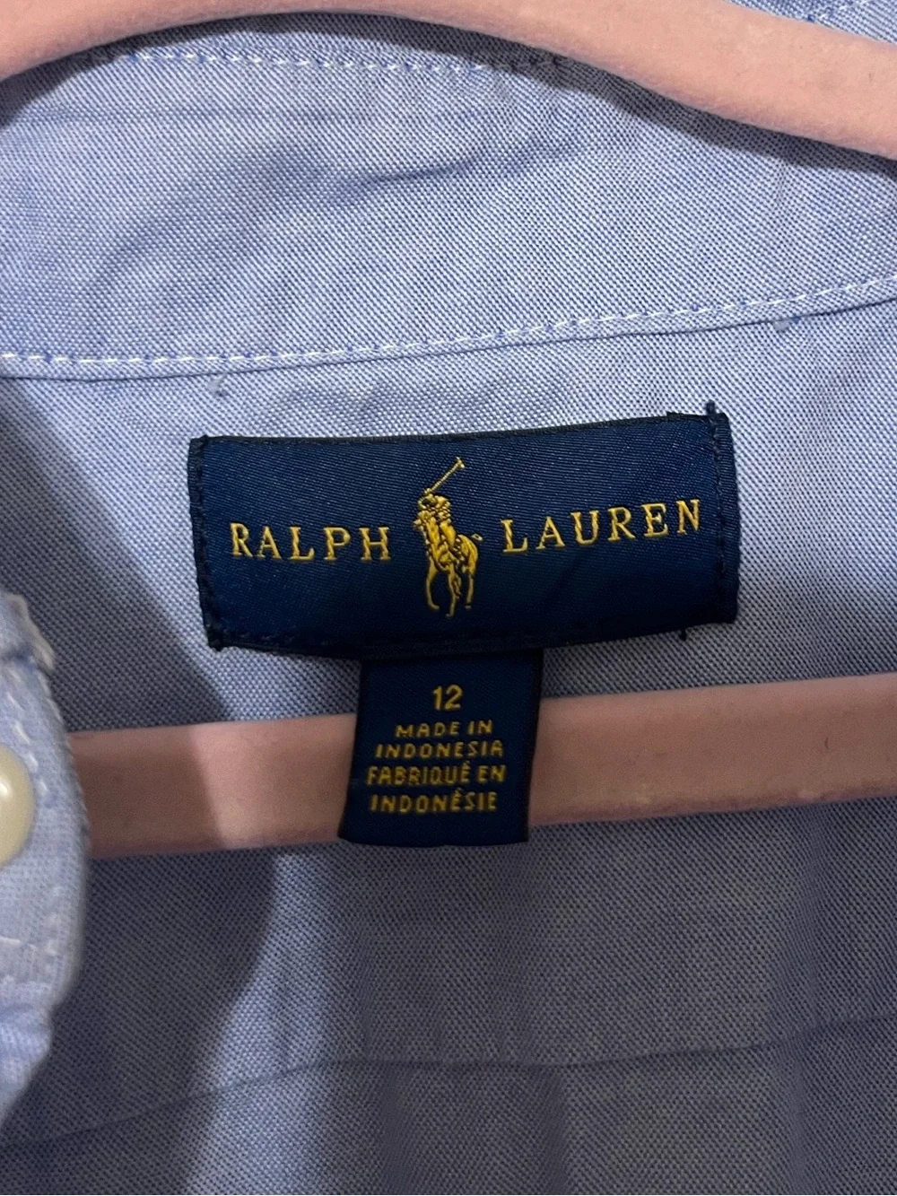 Ralph Lauren Girl’s Blue Oxford Pintuck Short Sleeve Shirtdress Size 12